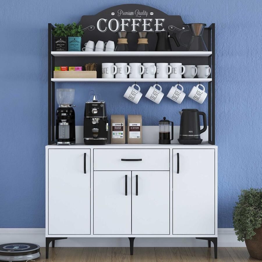 Emob Multifunctionele kast Woody Fashion 120 x 40 x 184 cm Wit Voorraadkasten Wit MDF Voorraadkasten Op voorraad