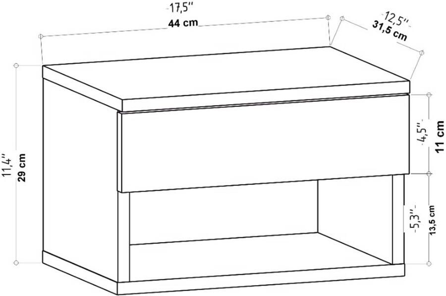 Emob Jamot Nachtkastje 100% MELAMINE Antraciet Slaapkamerkasten Zwart MDF Slaapkamerkasten Op voorraad - Foto 3