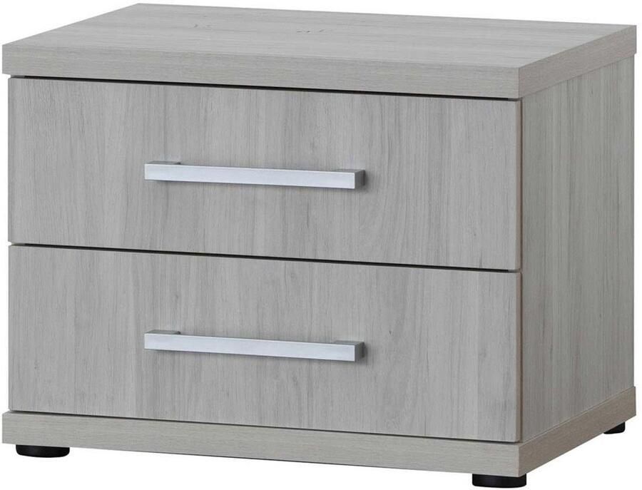 Emob Nachtkastje Maud met twee lades grijze eik Slaapkamerkasten Grijs Spaanplaat Slaapkamerkasten Op voorraad