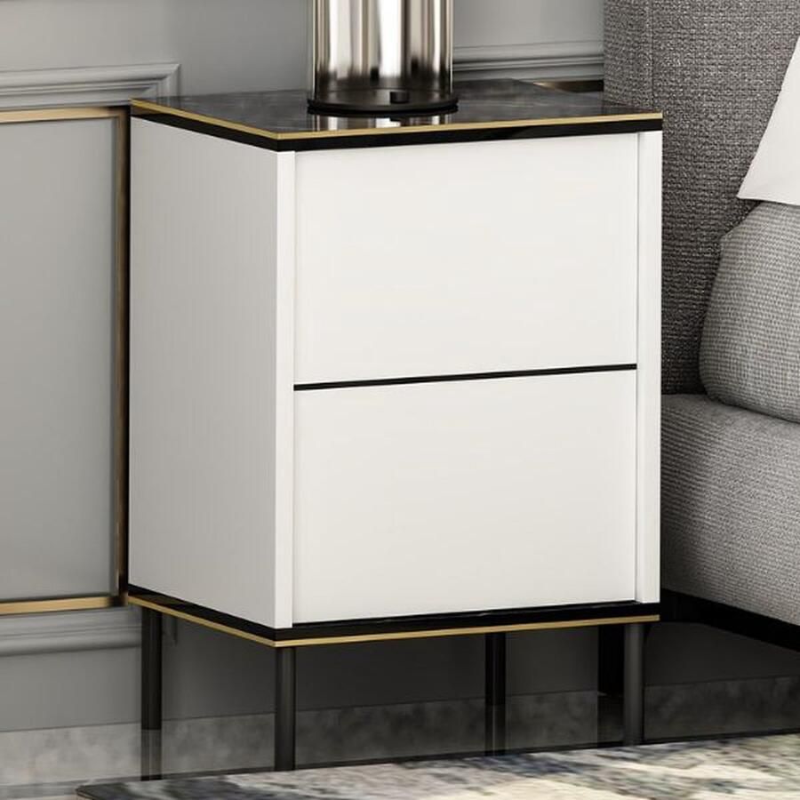 Emob Nachtkastje Woody Fashion 40 x 35 x 60 cm Wit Slaapkamerkasten Wit Melamine; MDF Slaapkamerkasten Op voorraad