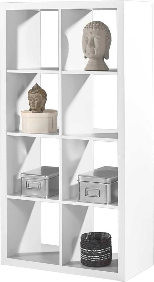 Emob Open boekenkast Style 77 x 38 x 147 cm Wit Woonkamerkasten Wit MDF Woonkamerkasten Op voorraad - Foto 2