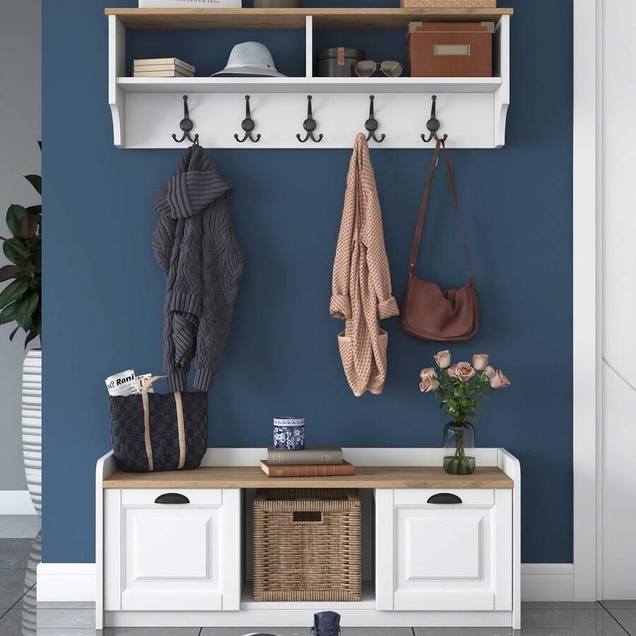 Emob Wren vestiaire 100% Melamine Gecoat Wit Walnoot Halkasten Wit Melamine Halkasten Op voorraad