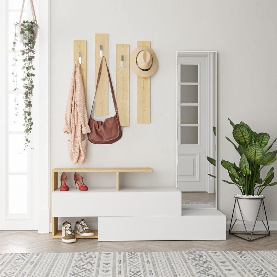 Emob Vestiairemeubel Woody Fashion 100% Melamine coating Wit Eiken Halkasten Wit Melamine Halkasten Op voorraad