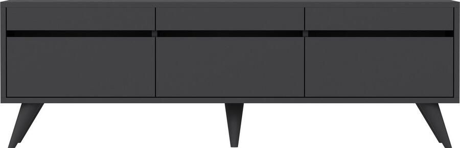 Emob Modern TV-meubel met Pvc poten Antraciet 150 cm Woonkamerkasten Antraciet Spaanplaat Woonkamerkasten Op voorraad