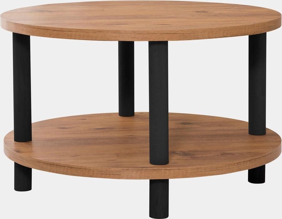 Emob Dora Salontafel 100% Melamine Gecoat 25mm Dikte Hornbeam Poten 70cm Diameter Black Atlantic Pine Ronde salontafels Bruin Melamine; Spaanplaat Ronde salontafels Op voorraad