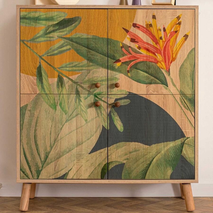 Emob Saka Multifunctionele kast 100% MELAMINE Sonomo Groen Geel Woonkamerkasten Multicolor Spaanplaat Woonkamerkasten Op voorraad