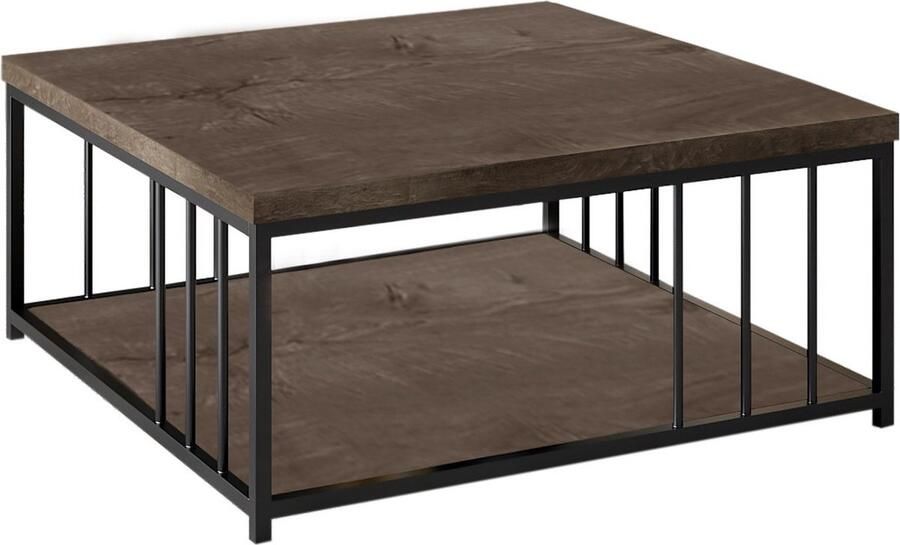 Emob Stijlvolle Walnoot Zwarte Salontafel 100% Melamine Gecoat Vierkante salontafels Bruin Melamine Vierkante salontafels Op voorraad - Foto 3