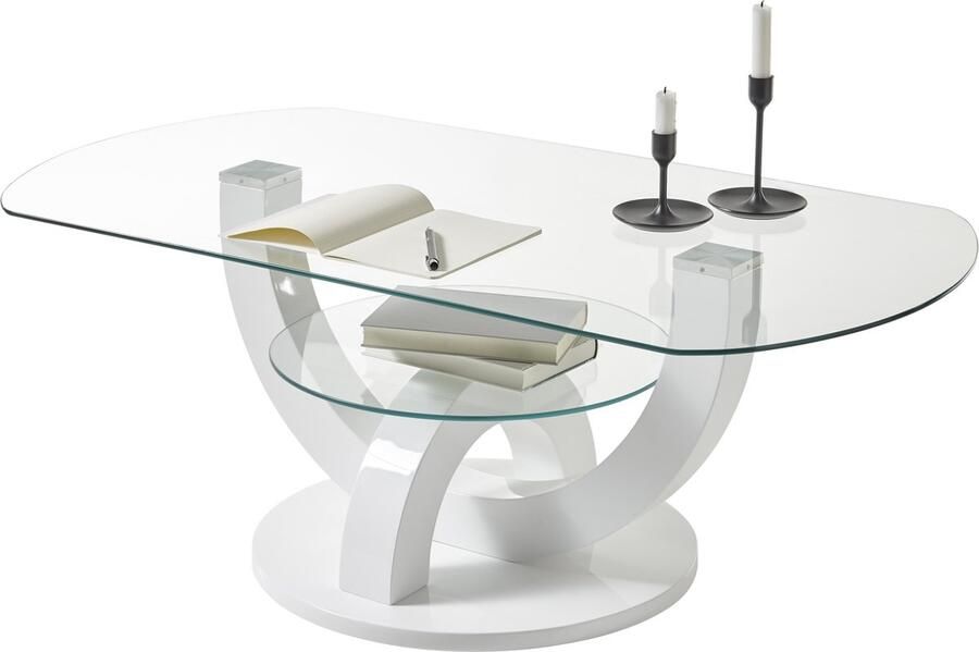 OTTO Stolkom Salontafel Boston TOPSELLER! Glas tafel met U-vorm frame in wit hoogglans - Foto 6