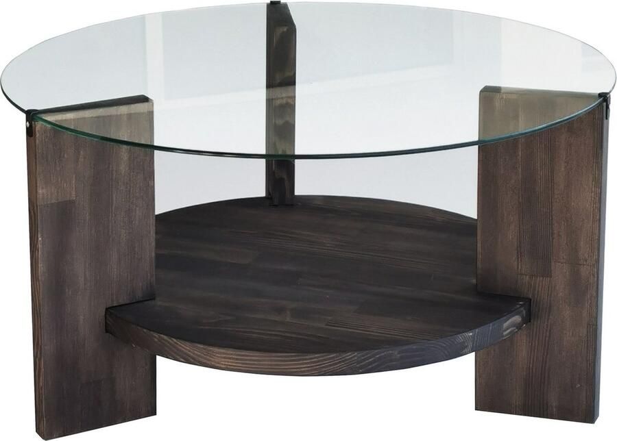 Emob Locelso Salontafel 100% Gehard Glas Frame van Grenen Antraciet Salontafels outlet Antraciet Hout Salontafels outlet Op voorraad - Foto 4