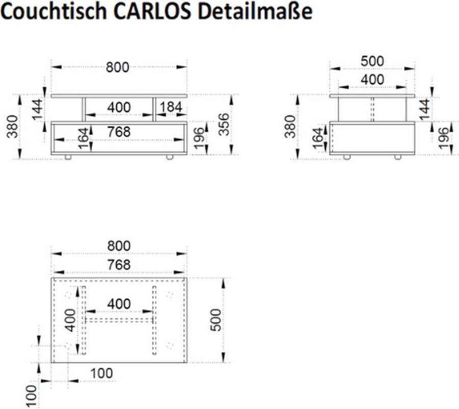 Emob Salontafel Carlien 4 open vakken-wit beton Salontafels outlet Wit Melamine; Spaanplaat Salontafels outlet Op voorraad - Foto 2