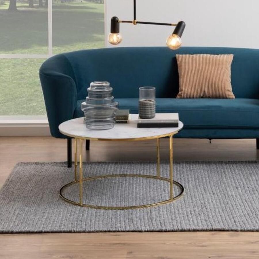 Leen Bakker Salontafel Lousa marmerprint goudkleur 44xØ80 cm