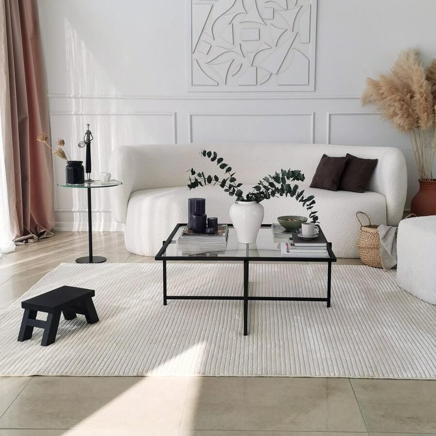 Emob Locelso Salontafel 100% Gehard Glas Metalen Poten Zwart