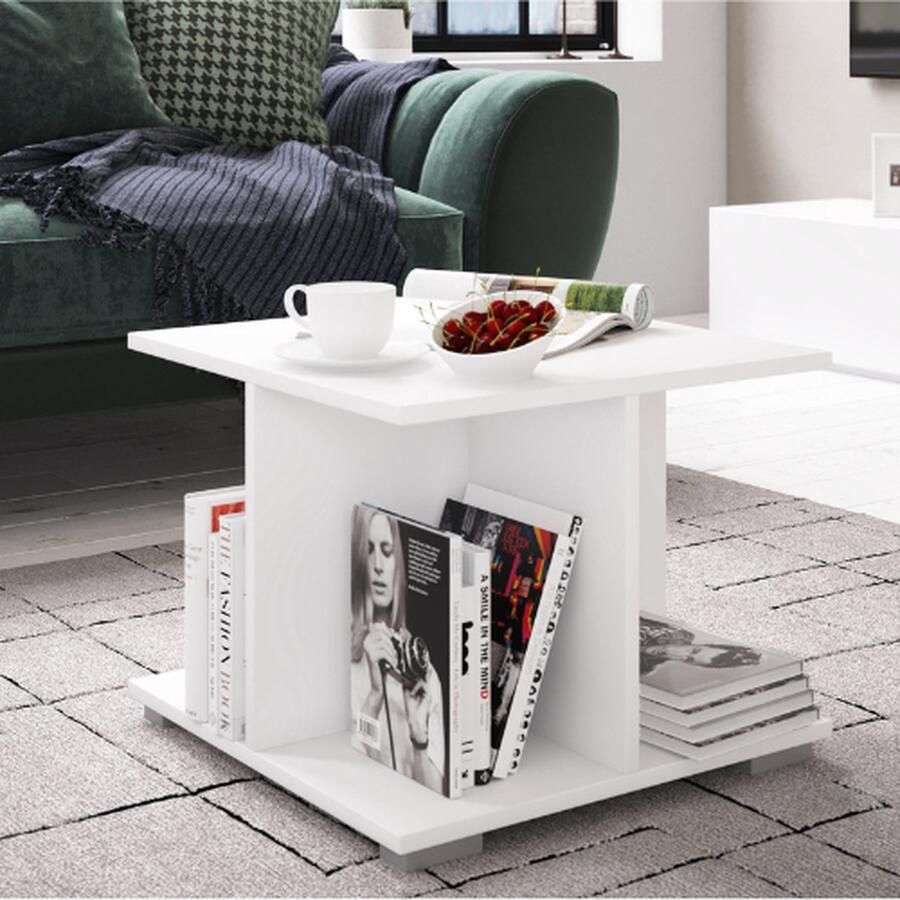 Emob Salontafel Annelieke 50x50 cm 4 open vakken-wilde eik Salontafels outlet Bruin Melamine; Spaanplaat Salontafels outlet Op voorraad