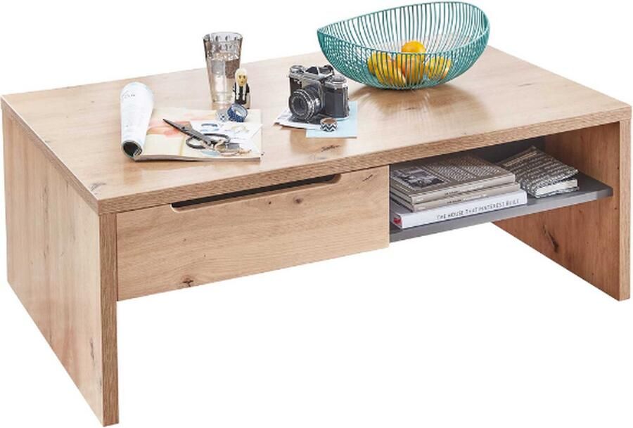 Emob Salontafel Bellini 110x65cm met opberglade eik antraciet Rechthoekige salontafels Bruin; Antraciet Melamine; MDF; Spaanplaat Rechthoekige salontafels Op voorraad - Foto 3