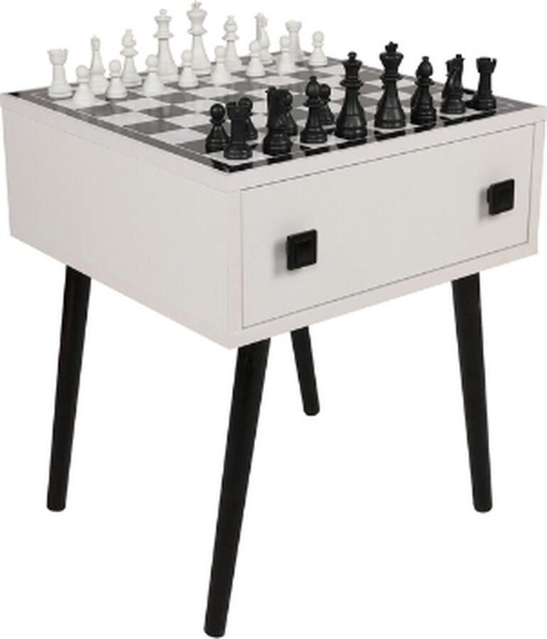 Emob Chesso Schaaktafel 100% MELAMINE Wit Zwart Hoektafels Wit Spaanplaat Hoektafels Op voorraad - Foto 2