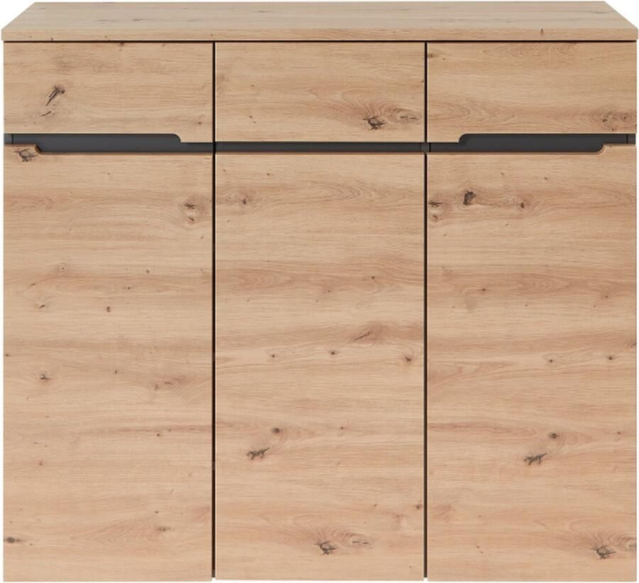 Emob Schoenenkast Medina met 3 deuren eik antraciet