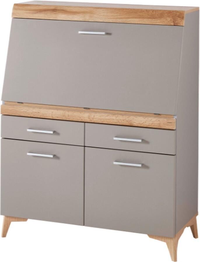 Emob Secretaire Vanya met 3 deuren & 2 lades grijs eik Secretaires Grijs MDF; Spaanplaat Secretaires Op voorraad - Foto 4