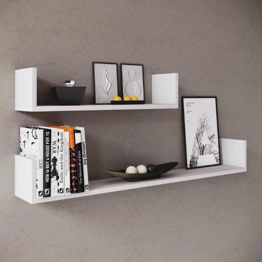 Emob Set van 2 wandplanken 60x14.5 cm en 100x14.5 cm Britta-wit