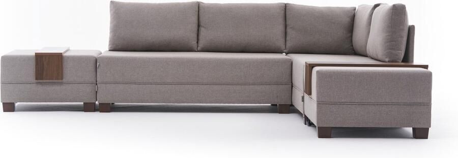 Emob Comfortabele hoekbank in crème houten frame 100 otton en polyester stof - Foto 2