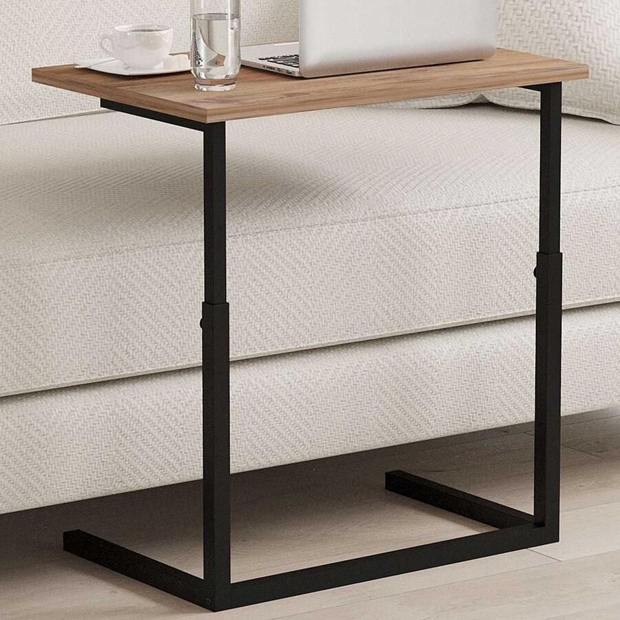 Emob Sparkle Laptop sta-bureau 100% MELAMINE Atlantic Pine Asir Group Laptoptafels Bruin; Hoogglans zwart Melamine; Metaal; Spaanplaat Laptoptafels Op voorraad