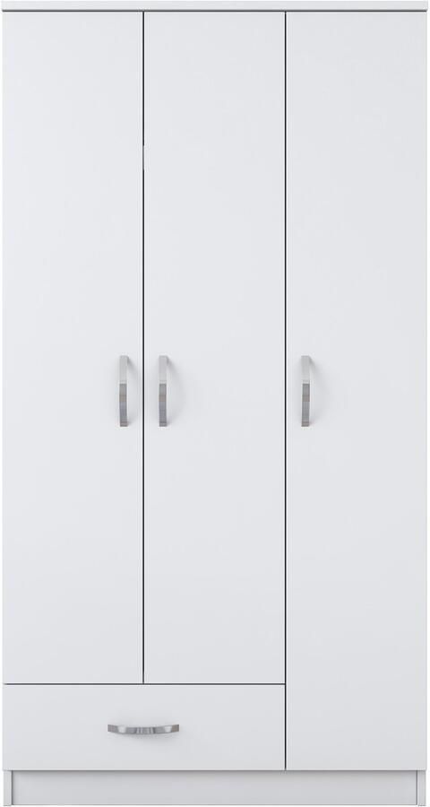 Emob Stevige witte kledingkast met lade en planken Slaapkamerkasten Wit Spaanplaat Slaapkamerkasten Op voorraad - Foto 3