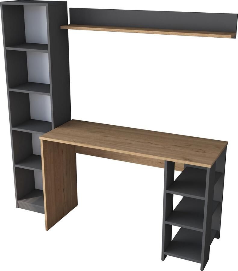 Emob Stijlvol Woody Fashion Studiebureau-100% Melamine Gecoat Noten Antraciet-160x161 8x45 cm