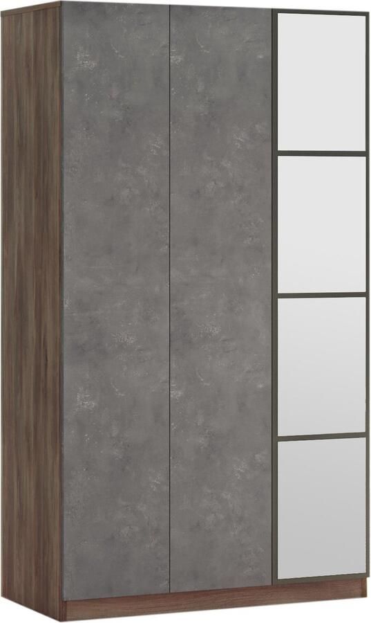 Emob Stijlvolle Bruingrijze Garderobekast 100% Melamine Gecoat 18mm Dik 103 8cm x 183 8cm x 50cm Slaapkamerkasten Betonlook Melamine; Spaanplaat Slaapkamerkasten Op voorraad - Foto 2