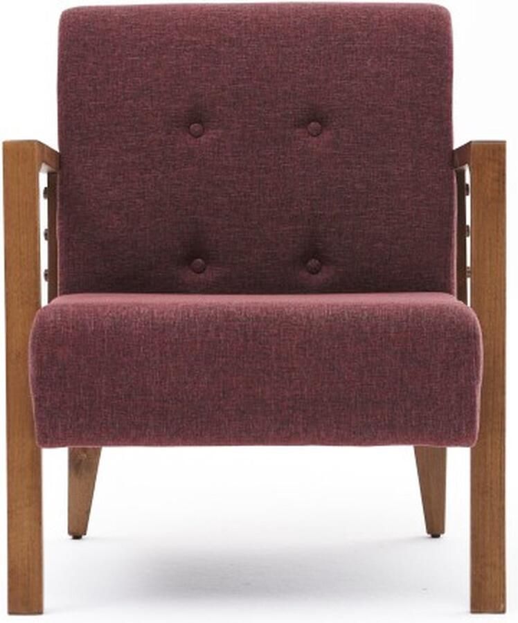 Emob Stijlvolle en Comfortabele Vleugelstoel met Beukenhouten Frame Claret Red Woonkamer outlet Rood Hout; Polyester Woonkamer outlet Op voorraad