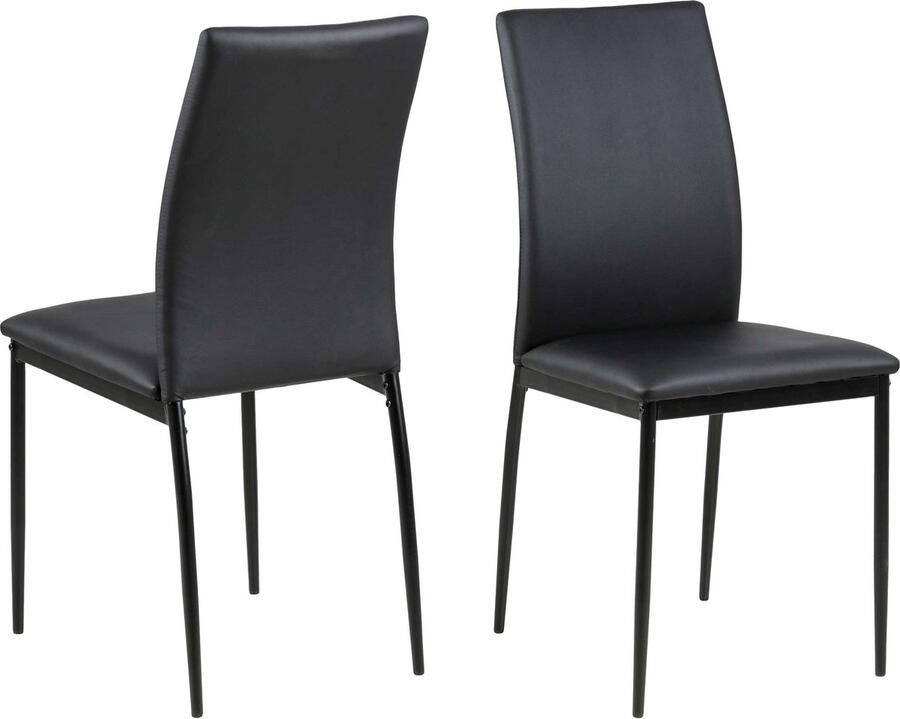 Giga Living Eetkamerstoel Grondal Zwart PU Leer Zithoogte 48 5cm Set van 4 - Foto 3