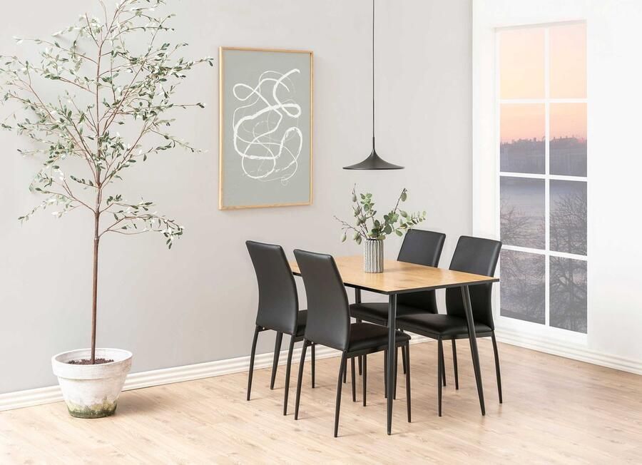 Giga Living Eetkamerstoel Grondal Zwart PU Leer Zithoogte 48 5cm Set van 4 - Foto 2