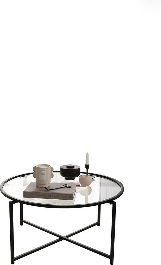 Emob Locelso Salontafel 4mm Gehard Glas 100% Metalen Frame Goud Ronde salontafels Goud Ronde salontafels Op voorraad - Foto 4