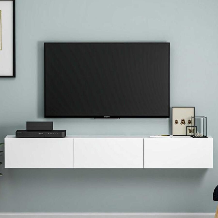 Emob tv-meubel Woody Fashion 180 x 31 x 26 cm Wit Woonkamerkasten Wit Melamine; MDF Woonkamerkasten Op voorraad