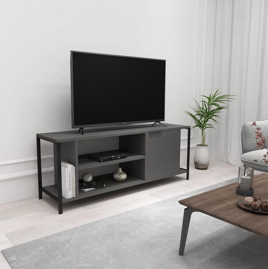 Emob TV-meubel 100% Melamine Antraciet Zwart