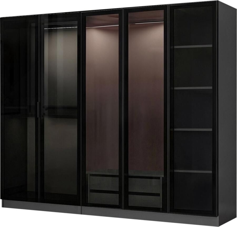 Emob Woody kledingkast 100% Melamine Antraciet Zwart