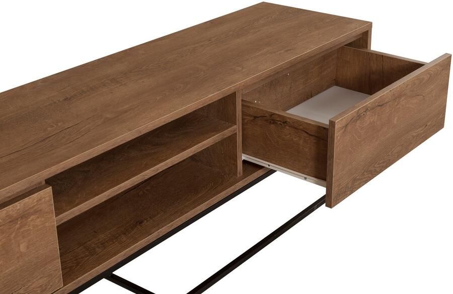 Emob TV Meubel Tv-meubel Aghata met open legplank-okkernoot 180cm Bruin - Foto 2