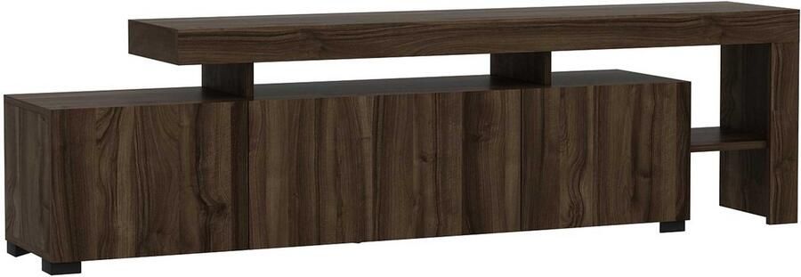 Emob Tv-meubel Tijn met led-verlichting 37x192x53 cm MDF walnoot Woonkamerkasten Bruin MDF Woonkamerkasten Op voorraad - Foto 3