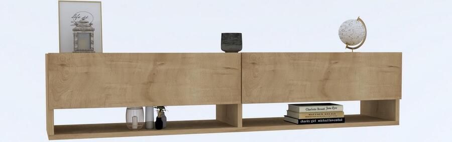 Emob TV-meubel Woody Fashion 100% Melamine Zwevend Saffier Eik Woonkamerkasten Bruin Melamine; Spaanplaat Woonkamerkasten Op voorraad - Foto 3