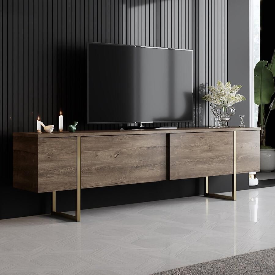 Emob tv-meubel Woody Fashion 180 x 30 x 50 cm Walnut Gold - Foto 4