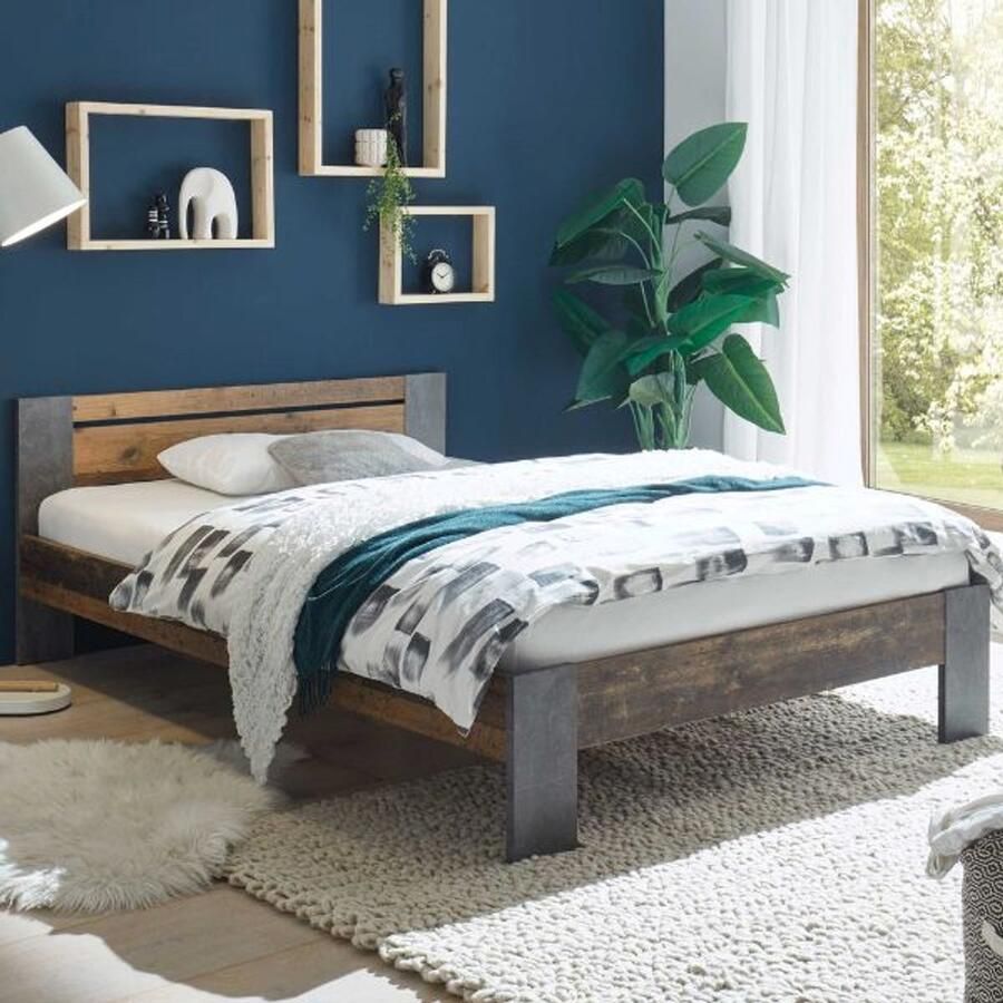 Emob Twijfelaar Vega 140 x 200 cm Old Oak-design Bega Polpower Back to School Bruin MDF Back to School Tweepersoons Normaal bed Op voorraad