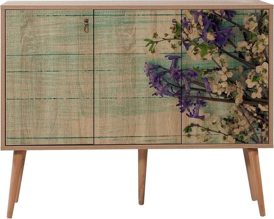 Emob Vella Console 100% Melamine Haagbeukenhouten poten Metalen en touwgrepen Woonkamerkasten Bruin; Groen Melamine Woonkamerkasten Op voorraad - Foto 2