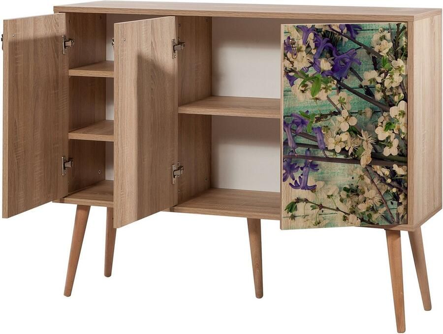 Emob Vella Console 100% Melamine Haagbeukenhouten poten Metalen en touwgrepen Woonkamerkasten Bruin; Groen Melamine Woonkamerkasten Op voorraad - Foto 3