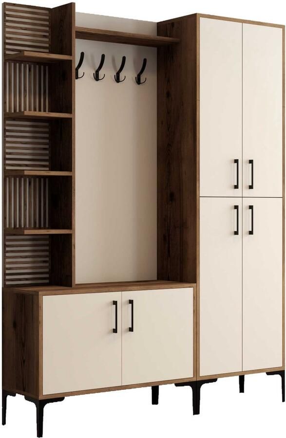 Arabic House Garderobemeubel Viyana Large Melamine Walnoot Crème - Foto 2