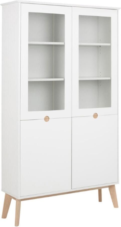 Emob Vitrinekast Cedro 107cm 4 deuren wit Woonkamerkasten Wit Hout; MDF Woonkamerkasten Op voorraad - Foto 2