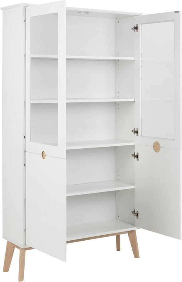 Emob Vitrinekast Cedro 107cm 4 deuren wit Woonkamerkasten Wit Hout; MDF Woonkamerkasten Op voorraad