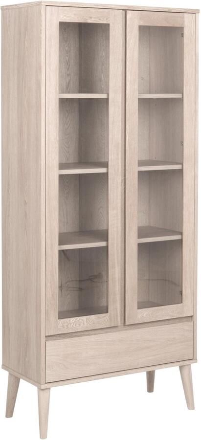 Emob Vitrinekast Nalini 80cm 2 deuren & 1 lade lichte eik - Foto 3