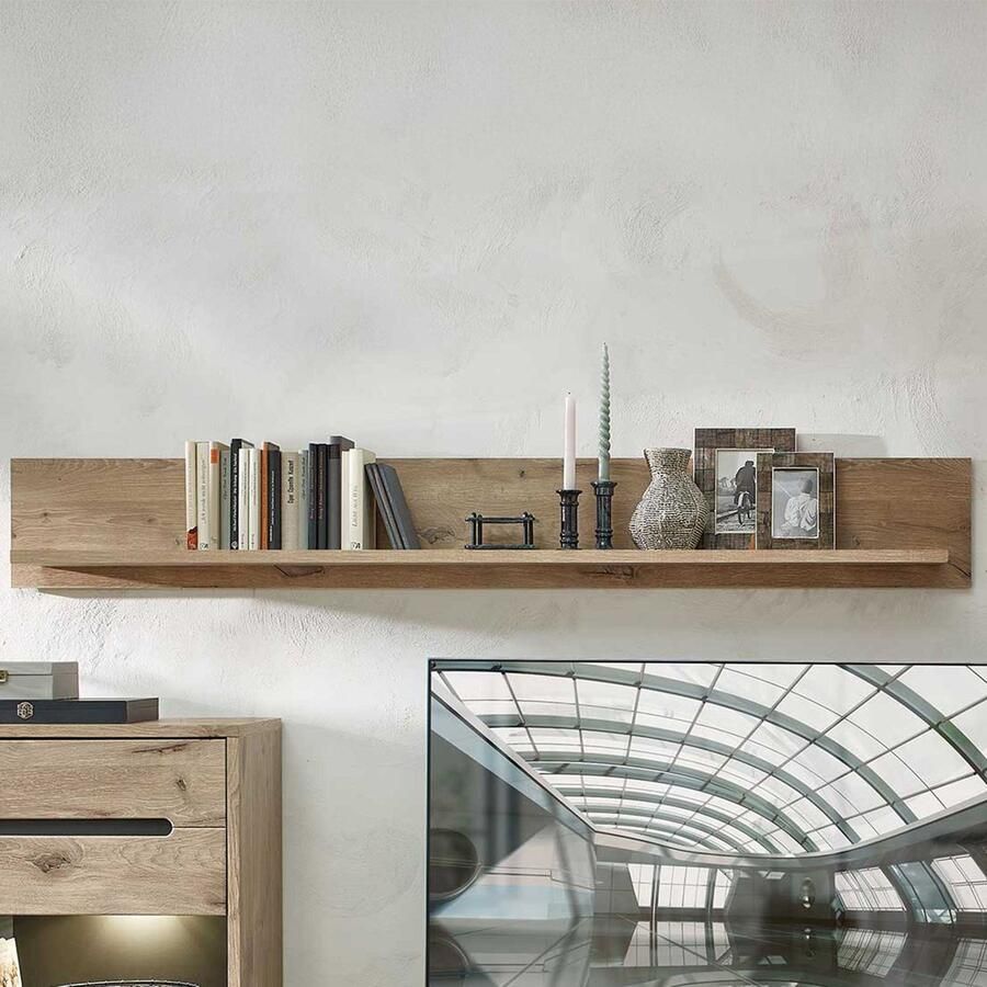 Emob Wandplank Bellini 185cm eik Wandplanken Bruin Melamine; MDF; Spaanplaat Wandplanken Op voorraad - Foto 2