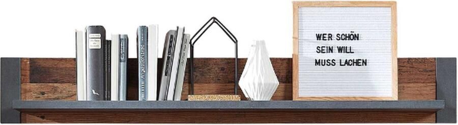 Emob Wandplank Carthago 133cm oud hout antraciet Woonaccessoires outlet Bruin; Antraciet Spaanplaat Woonaccessoires outlet Op voorraad - Foto 3