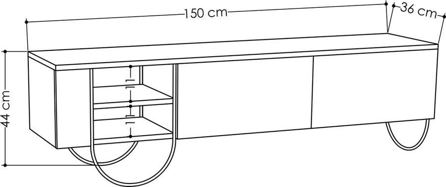 Emob Woody Fashion TV-meubel 100% Melamine Gecoat Metalen Poten Wit Woonkamerkasten Wit Melamine Woonkamerkasten Op voorraad - Foto 2