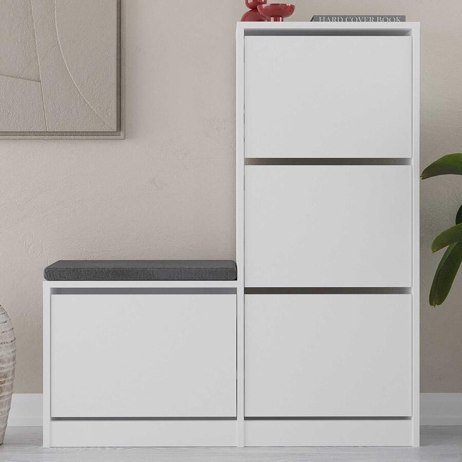 Emob Woody Modieus Schoenenkastje 100% Melamine Gecoat Wit Summer Sale Wit Spaanplaat Summer Sale Op voorraad