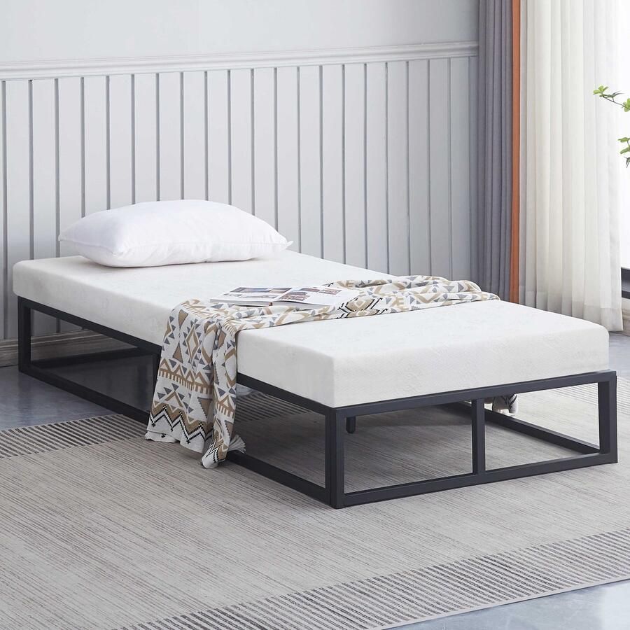 Emob Design EMOB Metalen bedframe Marek 90x200cm mat zwart Emob Exclusive Metalen eenpersoonsbedden Zwart Metaal Metalen eenpersoonsbedden Eenpersoons Normaal bed Op voorraad